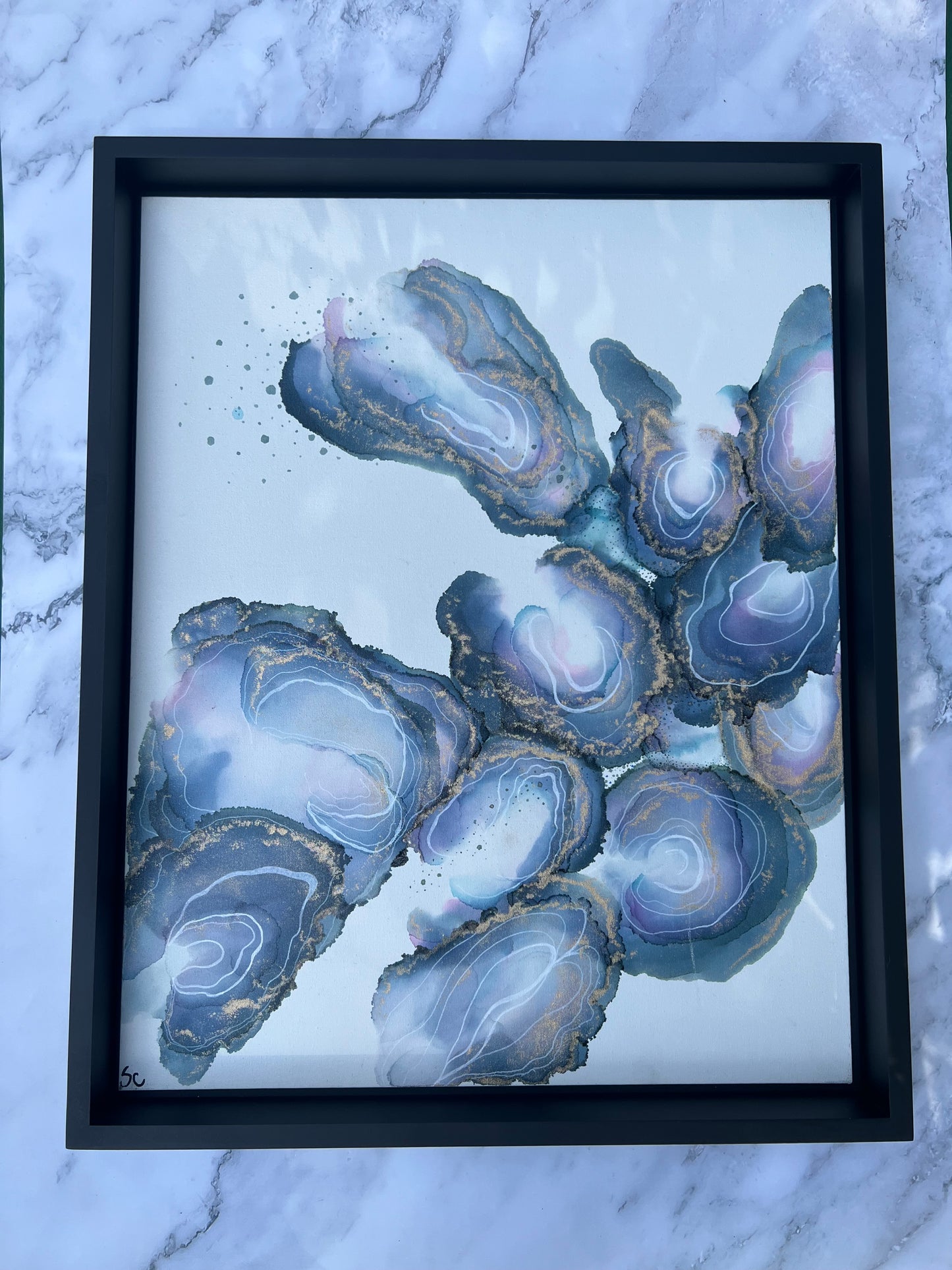 "Oyster Set Pt2" – Original Alcohol Ink Painting by Sarah Campbell